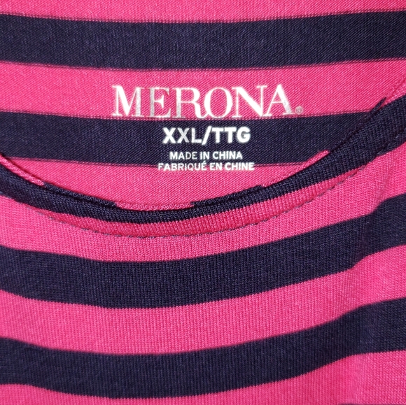 Merona Hot Pink/Black Striped Sleeveless Tulip Hem Dress XXL NWT - Picture 5 of 9